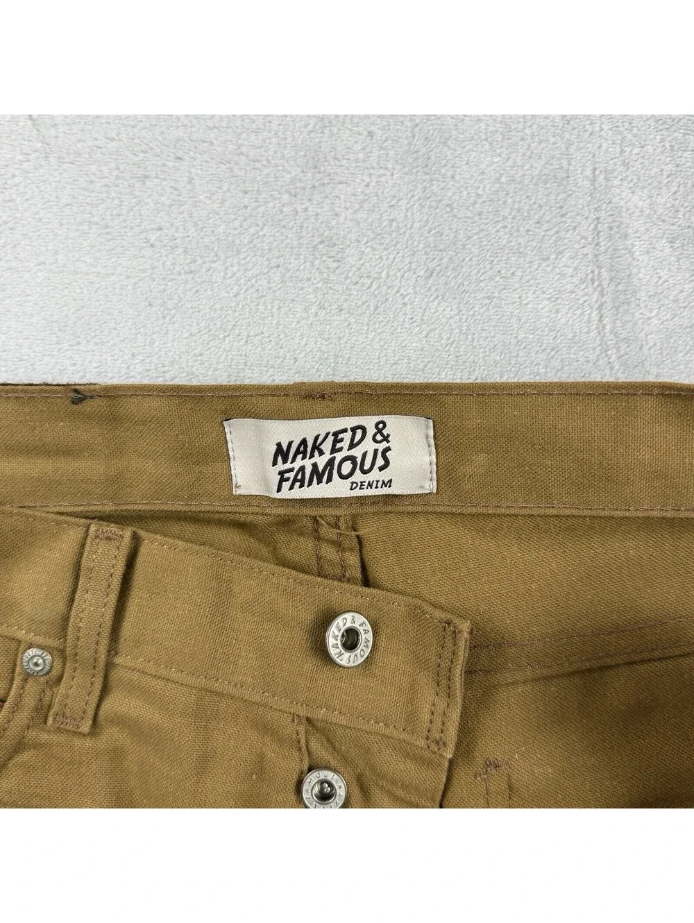 Naked & Famous Denim Men’s Duck Canvas Selvedge Pants Brown Size 31 Button Fly